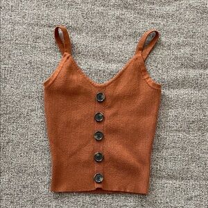 Women's Brown Ribbed Tank Top